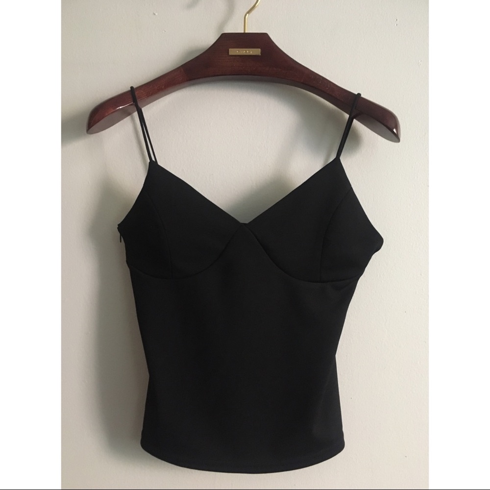 Black Basic Dressy Camisole Bra Spaghetti Straps